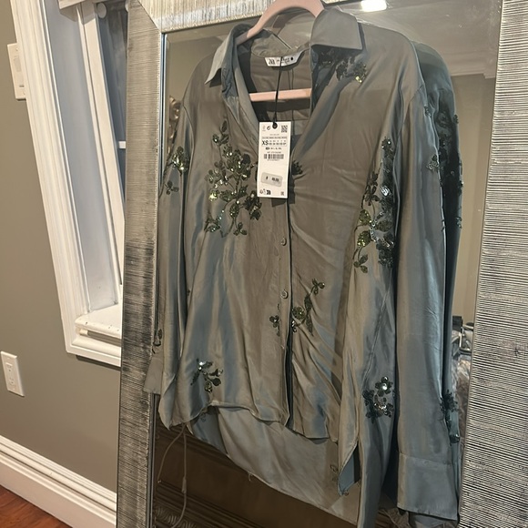 ZARA SATIN and EMBELLISHMED CO ORD SET - Picture 3 of 7